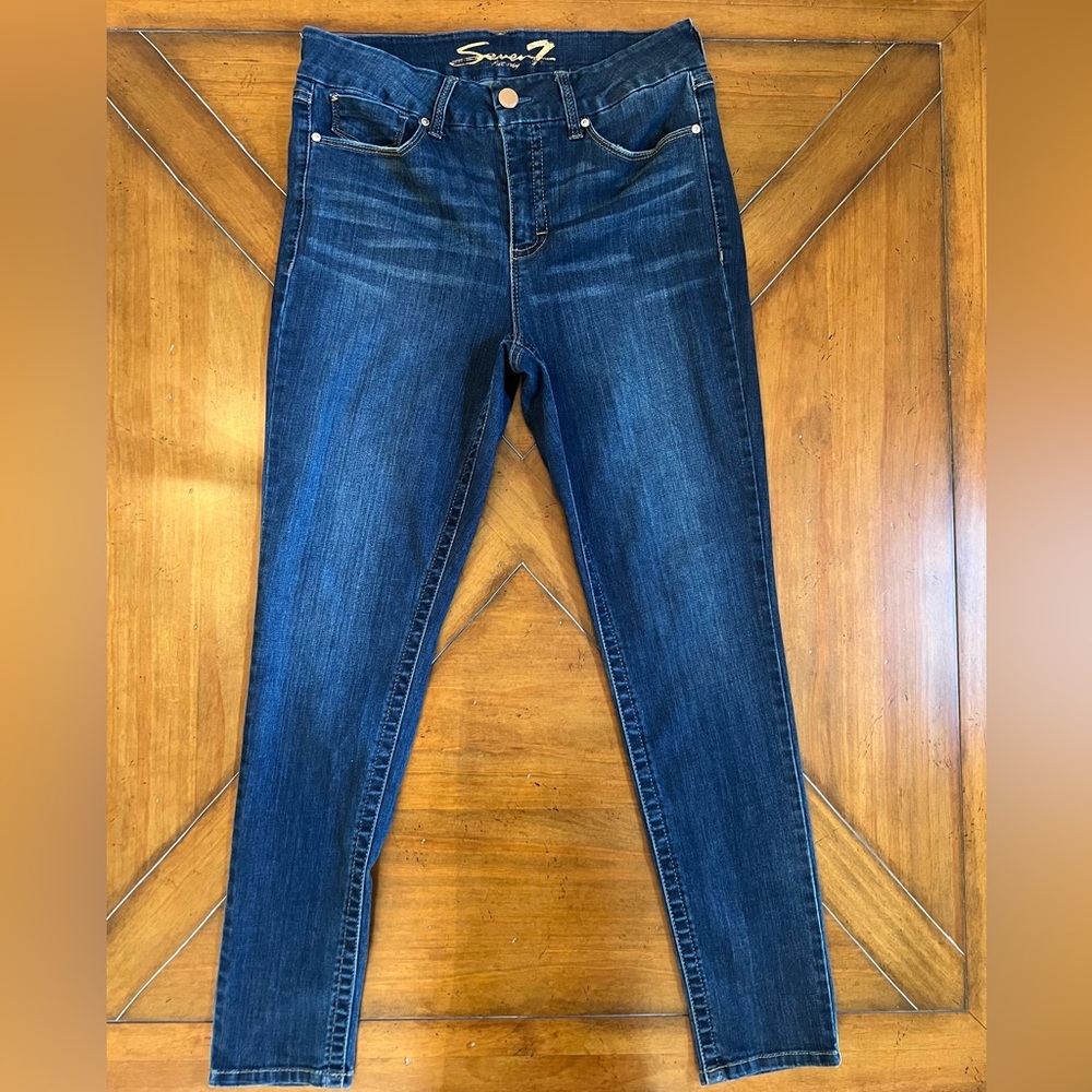 Seven7 Tummyless High Rise Skinny Jeans | Women’s Size 12 |Dark Blue Denim